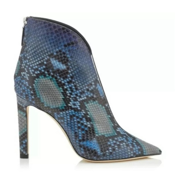 JIMMY CHOO Bowie 100 Python Booties with Plexi Insert Size: 37 (New) - Picture 1 of 10